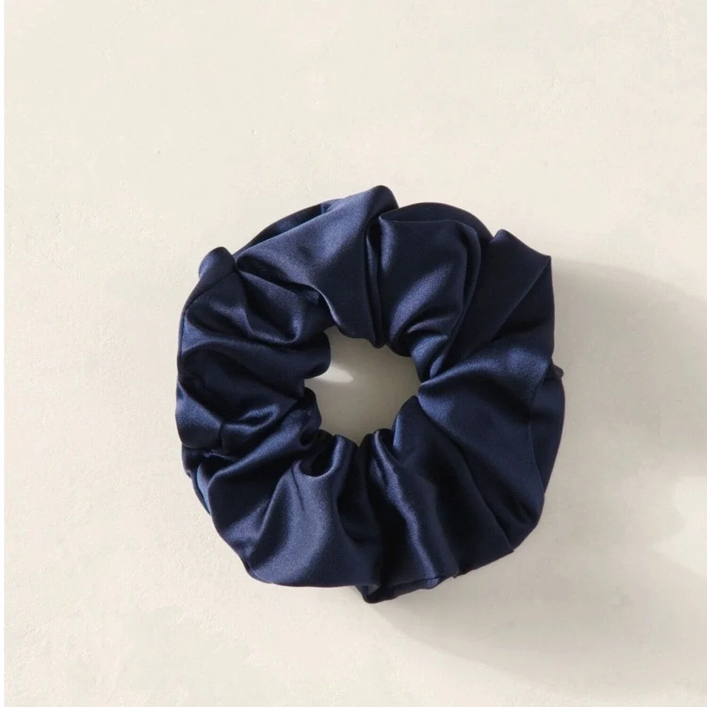 Haven Well Within Silk Hair Scrunchie Navy Blue Silk Blend Satin
